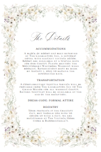D034 Details Card Vertical 4x6: D034 Wedding Suite