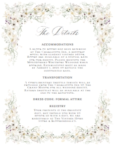 D034 Details Card Vertical 4.25x5.5: D034 Wedding Suite