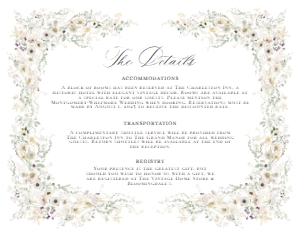D034 Details Card Horizontal 5.5x4.25: D034 Wedding Suite