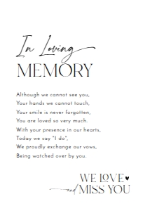 D037 In Loving Memory Sign 5x7: D037 Wedding Signage Bundle