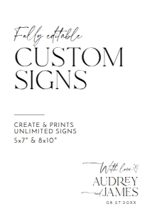 D037 Custom Sign 5x7: D037 Wedding Signage Bundle