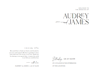 D037 Wedding Program Folded 5.5x8.5: D037 Wedding Program