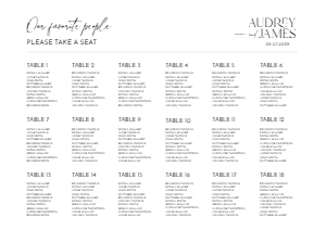 D037 Seating Chart Horizontal A1: D037 Wedding Signage Bundle