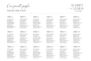 D037 Seating Chart Horizontal 36x24: D037 Wedding Signage Bundle