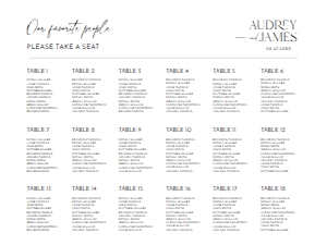 D037 Seating Chart Horizontal 24x18: D037 Wedding Signage Bundle