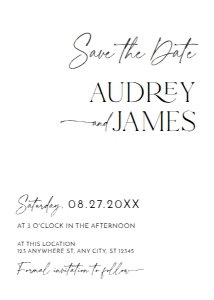 D037 Save the Date Card 5x7 inches: D037 Wedding Bundle