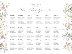 E068 Seating Chart Horizontal 24x18: E068 Seating Chart Sign A