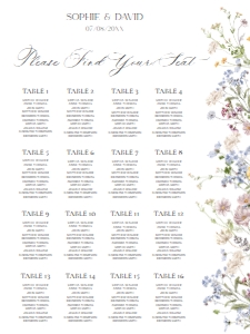 E068 Seating Chart Vertical 18x24: E068 Seating Chart Sign A