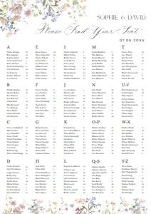 E068 Seating Chart Vertical A2 B: E068 Seating Chart Sign B