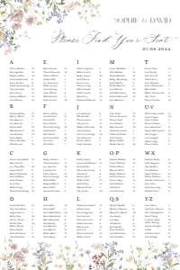 E068 Seating Chart Vertical 20x30 B: E068 Seating Chart Sign B