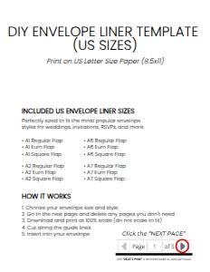 D002 Envelope Liners US Sizes A: Boho Wildflower Wedding Invitation BUNDLE