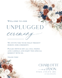 D019 Unplugged Ceremony Wedding Sign 8x10: D019 Wedding Bundle
