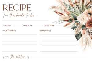B068 V1 Recipe Card 4x6: B068 Bridal Shower Bundle V1