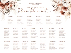 E069 Seating Chart Horizontal 24x18: E069 Wedding Bundle