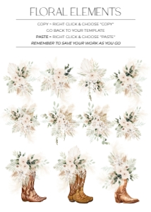 D024 E128 Floral Elements: E128 Wedding Invitation Card