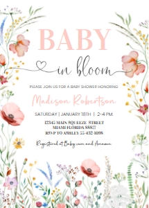 B001 - Baby in bloom invitation: B001 - Baby in bloom invitation
