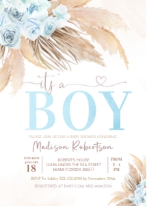 BP106 - Boho pampas invitation: BP106 - Boho pampas invitation