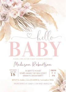 BP102 - Boho pampas invitation: BP102 - Boho pampas invitation
