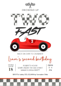 R104 - Race car invitation: R104 - Race car invitation