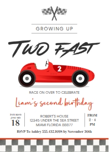 R103 - Race car invitation: R103 - Race car invitation