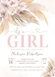 BP103 - Boho pampas invitation: BP103 - Boho pampas invitation
