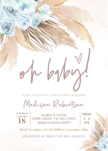 BP104 - Boho pampas invitation: BP104 - Boho pampas invitation