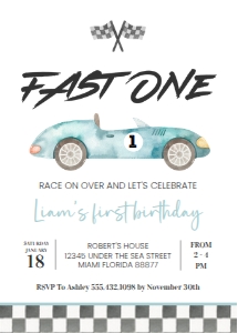 R201 - Fast one Race car invitation: R201 - Fast one Race car invitation