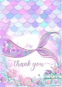 M303 - Mermaid thank you card: M303-Mermaid Baby Shower Set
