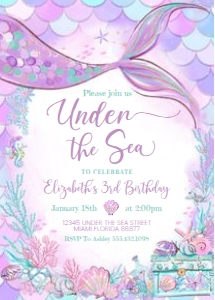 M304 - Mermaid invitation: M304-Mermaid Birthday Package