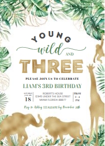 J03 - Jungle gold birthday Invitation: J03 - Jungle gold birthday Invitation
