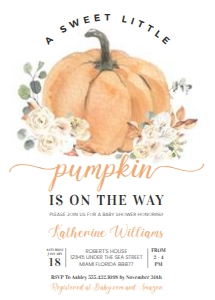 P003 - Pumpkin baby shower invitation: P003 - Pumpkin baby shower invitation