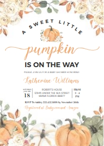 P001 - Pumpkin baby shower invitation: P001-Baby Shower Set