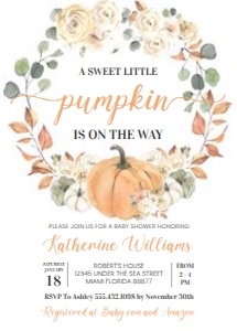 P002 - Pumpkin baby shower invitation: P002-Baby Shower Set