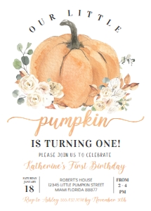 PB004 - Pumpkin birthday invitation: PB004 - Pumpkin birthday invitation