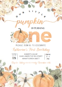 PB001 - Pumpkin birthday invitation: PB001 - Pumpkin birthday invitation