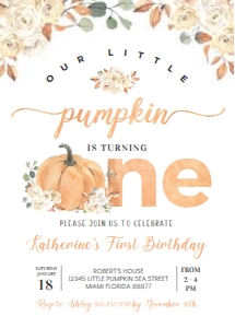 PB002 - Pumpkin birthday invitation: PB002 - Pumpkin birthday invitation