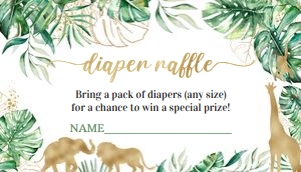J101 - Jungle gold diaper raffle: J103 - Baby Shower Set