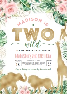 JG02 - Jungle gold birthday invitation: JG02 - Jungle gold birthday invitation