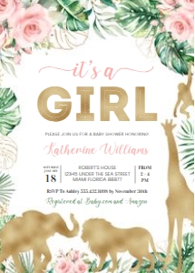 JG07 - Jungle gold baby shower invitation: JG07 - Baby Shower Set