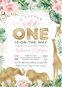 JG06 - Jungle gold baby shower invitation: JG06 - Baby Shower Set