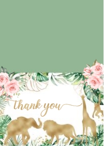 JG08 - Jungle gold thank you card: JG07 - Baby Shower Set