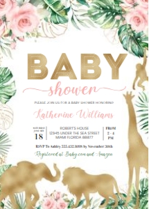 JG08 - Jungle gold baby shower invitation: JG08 - Baby Shower Set