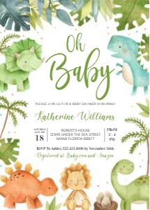 DI102 - Dinosaur invitation: DI102-Baby Shower Set