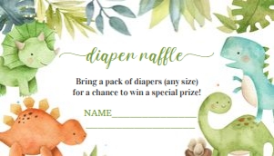 DI101 - Dinosaur diaper raffle: DI101- Baby Shower Set