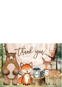 W102 - Woodland thank you card: W102 - Baby Shower Set