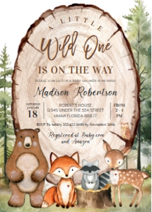 W104 - Woodland baby shower invitation: W104 - Baby Shower Set