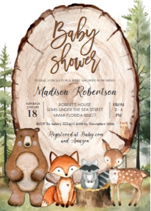 W103 - Woodland baby shower invitation: W103 - Woodland baby shower invitation