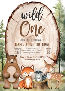 W201 - Woodland birthday invitation: W201 - Woodland birthday invitation