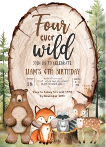 W204 - Woodland birthday invitation: W204 - Woodland birthday invitation