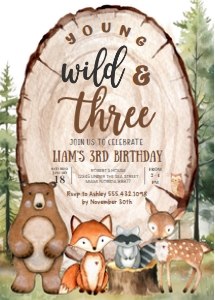 W203 - Woodland birthday invitation: W203 - Woodland birthday invitation